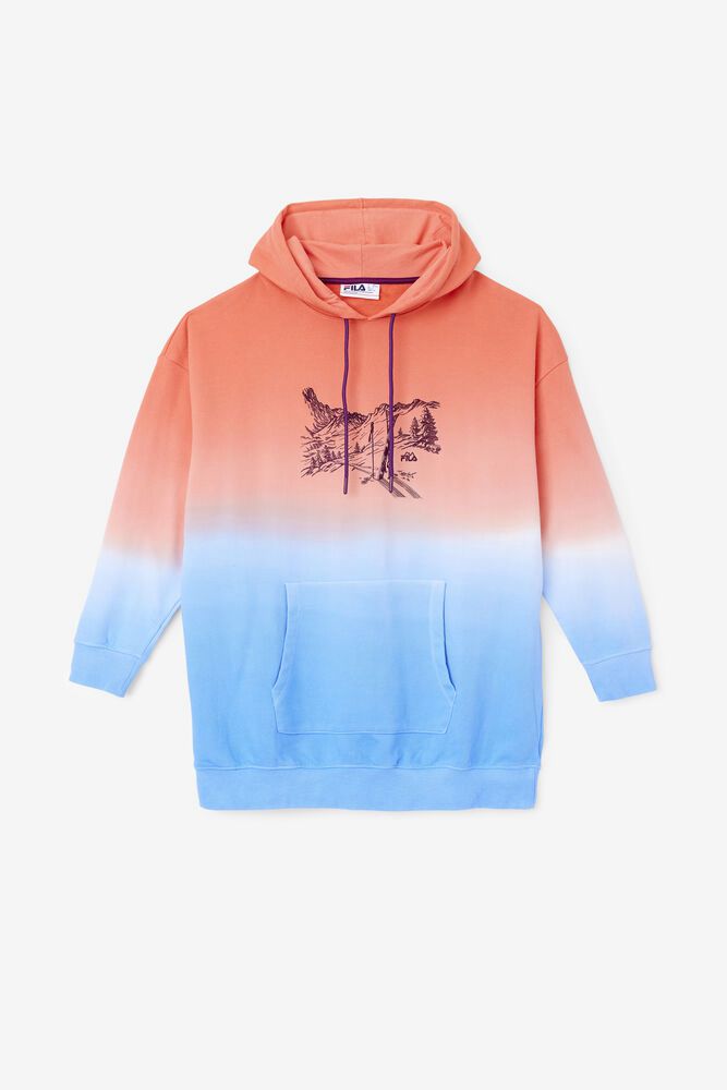 Fila Destiny Oversized Hoodie Orange/Blue - Womens - 81769PMJS